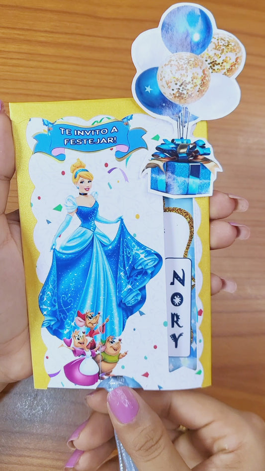 Invitación deslizable Cenicienta Editable